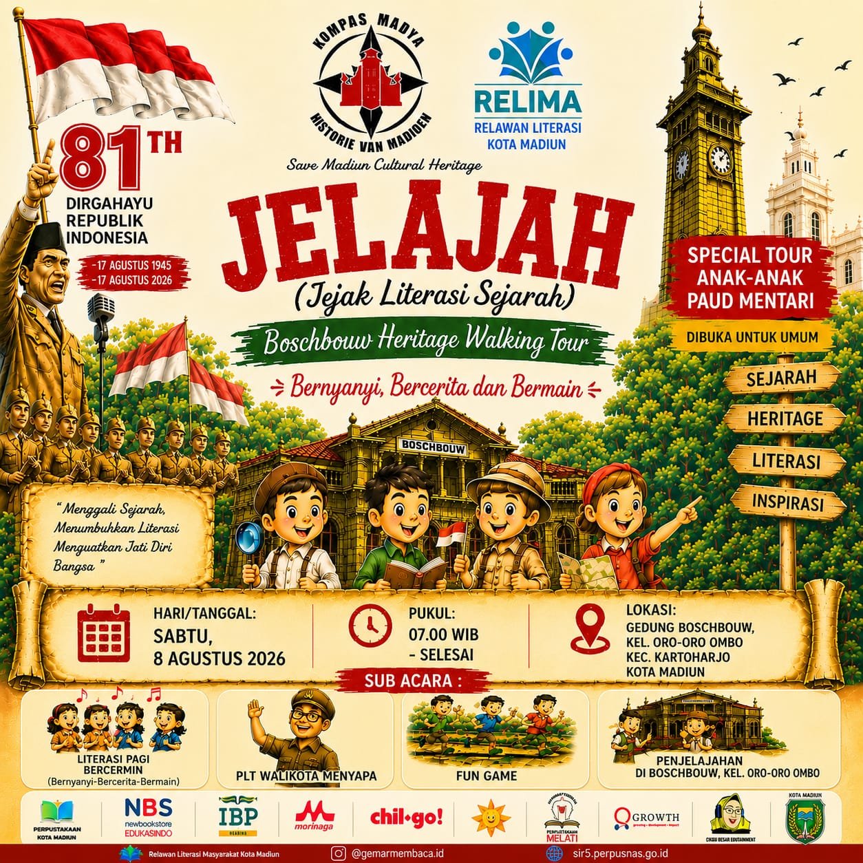 JELAJAH Sejarah Boschbouw Madiun, Edukasi Literasi Sambut HUT ke-81 RI